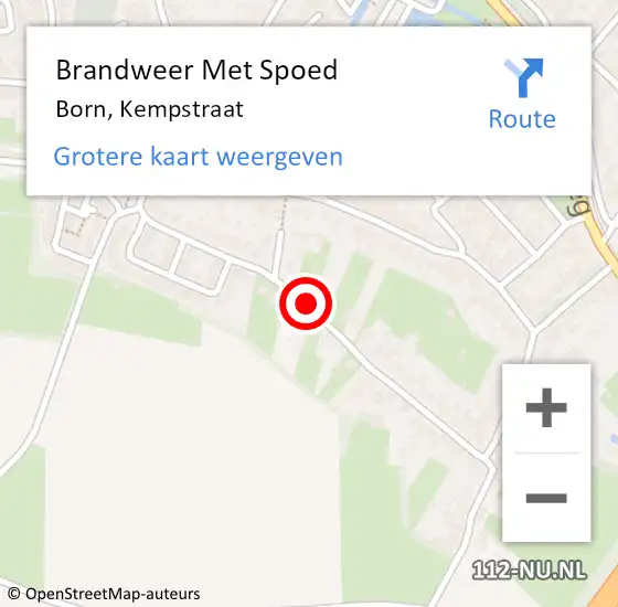 Locatie op kaart van de 112 melding: Brandweer Met Spoed Naar Born, Kempstraat op 17 februari 2017 19:44