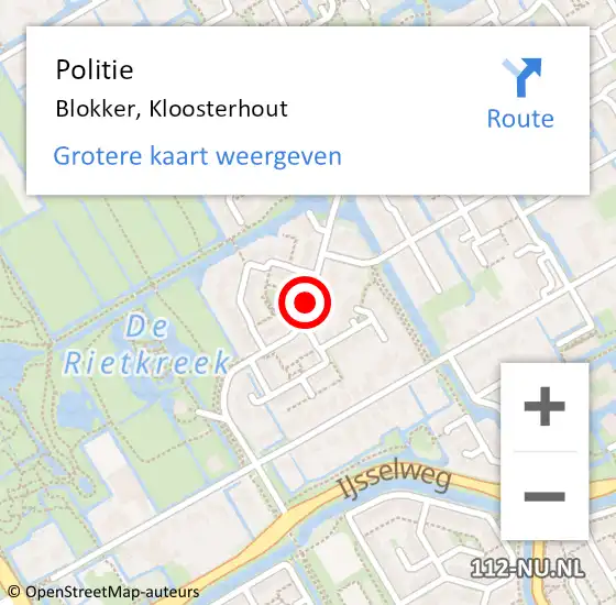 Locatie op kaart van de 112 melding: Politie Blokker, Kloosterhout op 17 februari 2017 20:07