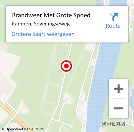 Locatie op kaart van de 112 melding: Brandweer Met Grote Spoed Naar Kampen, Seveningseweg op 17 februari 2017 20:38