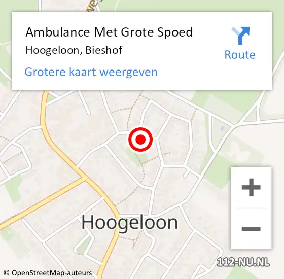 Locatie op kaart van de 112 melding: Ambulance Met Grote Spoed Naar Hoogeloon, Bieshof op 17 februari 2017 20:45