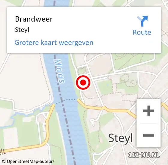 Locatie op kaart van de 112 melding: Brandweer Steyl op 17 februari 2017 21:34