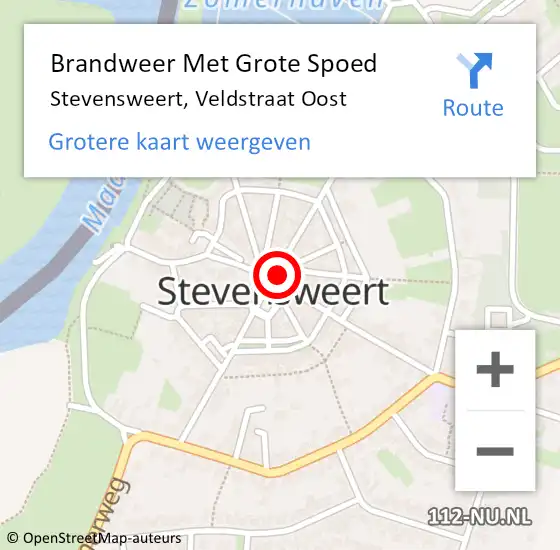 Locatie op kaart van de 112 melding: Brandweer Met Grote Spoed Naar Stevensweert, Veldstraat Oost op 17 februari 2017 21:35