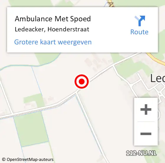 Locatie op kaart van de 112 melding: Ambulance Met Spoed Naar Ledeacker, Hoenderstraat op 17 februari 2017 22:55