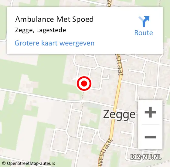 Locatie op kaart van de 112 melding: Ambulance Met Spoed Naar Zegge, Lagestede op 18 februari 2017 00:05