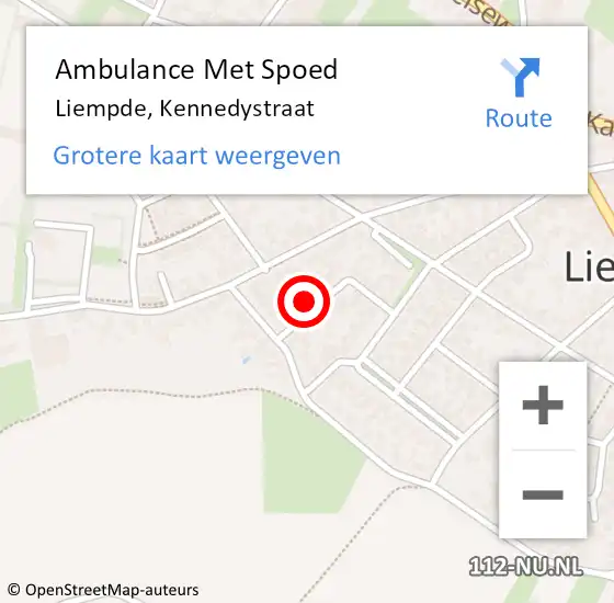 Locatie op kaart van de 112 melding: Ambulance Met Spoed Naar Liempde, Kennedystraat op 18 februari 2017 01:19