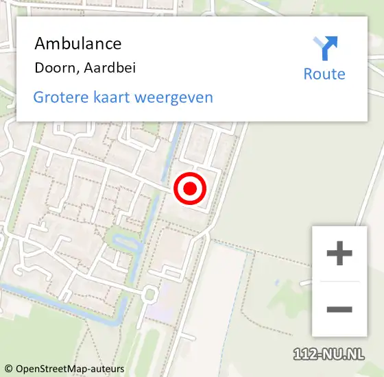 Locatie op kaart van de 112 melding: Ambulance Doorn, Aardbei op 18 februari 2017 01:27