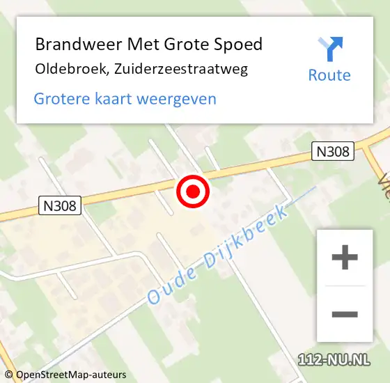 Locatie op kaart van de 112 melding: Brandweer Met Grote Spoed Naar Oldebroek, Zuiderzeestraatweg op 18 februari 2017 03:07