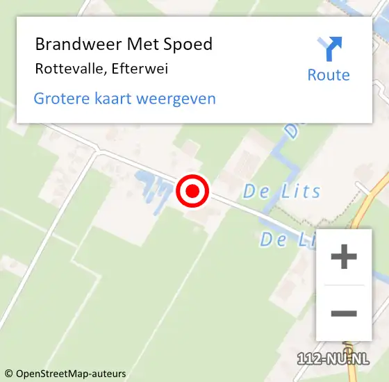 Locatie op kaart van de 112 melding: Brandweer Met Spoed Naar Rottevalle, Efterwei op 18 februari 2017 04:04