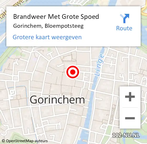 Locatie op kaart van de 112 melding: Brandweer Met Grote Spoed Naar Gorinchem, Bloempotsteeg op 18 februari 2017 04:09