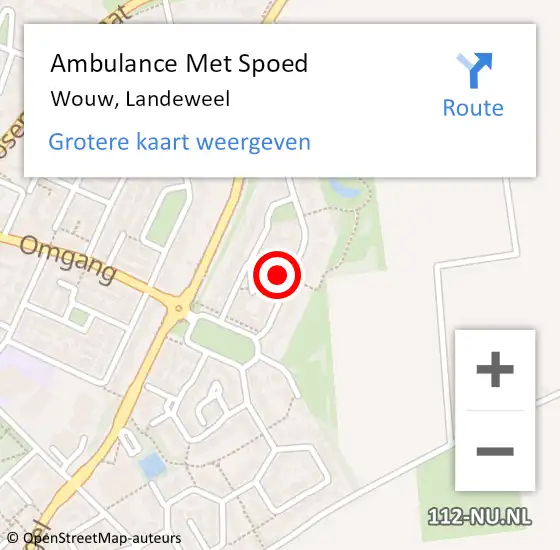 Locatie op kaart van de 112 melding: Ambulance Met Spoed Naar Wouw, Landeweel op 18 februari 2017 05:06