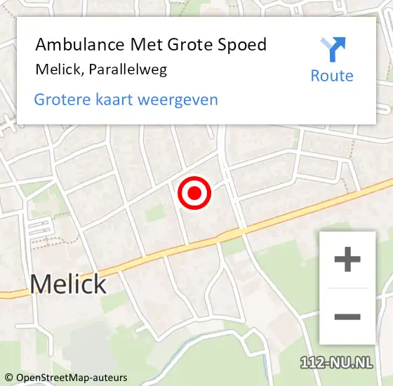 Locatie op kaart van de 112 melding: Ambulance Met Grote Spoed Naar Melick, Parallelweg op 18 februari 2017 06:53