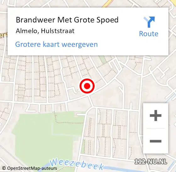 Locatie op kaart van de 112 melding: Brandweer Met Grote Spoed Naar Almelo, Hulststraat op 18 februari 2017 06:59