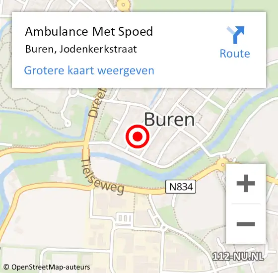 Locatie op kaart van de 112 melding: Ambulance Met Spoed Naar Buren, Jodenkerkstraat op 18 februari 2017 07:53