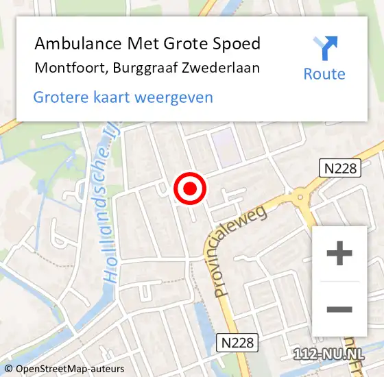 Locatie op kaart van de 112 melding: Ambulance Met Grote Spoed Naar Montfoort, Burggraaf Zwederlaan op 18 februari 2017 08:14