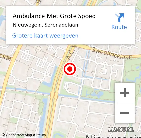 Locatie op kaart van de 112 melding: Ambulance Met Grote Spoed Naar Nieuwegein, Serenadelaan op 18 februari 2017 08:18