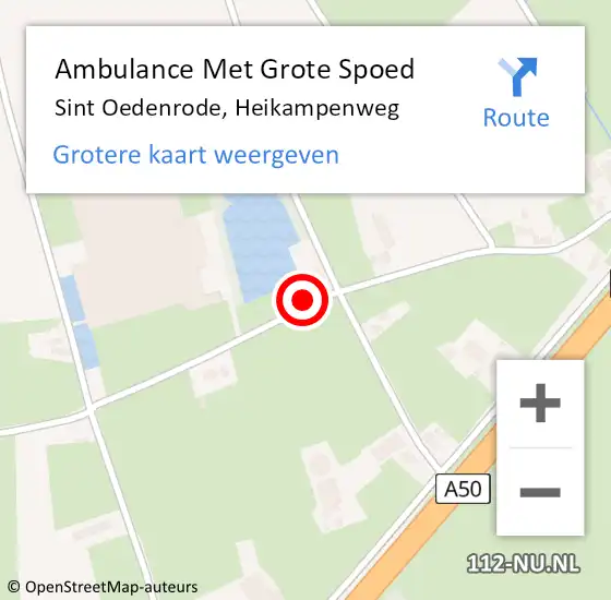 Locatie op kaart van de 112 melding: Ambulance Met Grote Spoed Naar Sint Oedenrode, Heikampenweg op 18 februari 2017 09:57