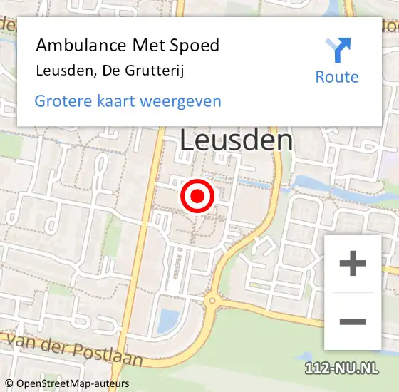 Locatie op kaart van de 112 melding: Ambulance Met Spoed Naar Leusden, De Grutterij op 18 februari 2017 11:44