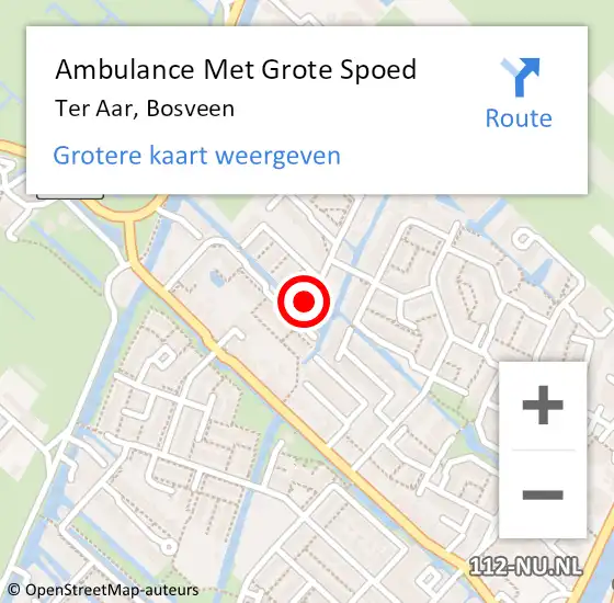 Locatie op kaart van de 112 melding: Ambulance Met Grote Spoed Naar Ter Aar, Bosveen op 18 februari 2017 12:38