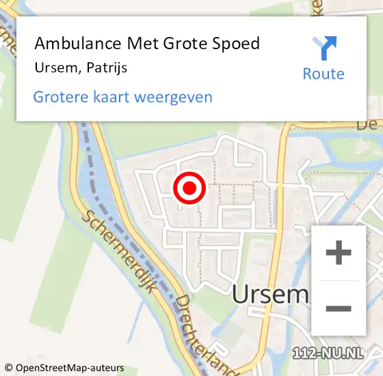 Locatie op kaart van de 112 melding: Ambulance Met Grote Spoed Naar Ursem, Patrijs op 18 februari 2017 13:31