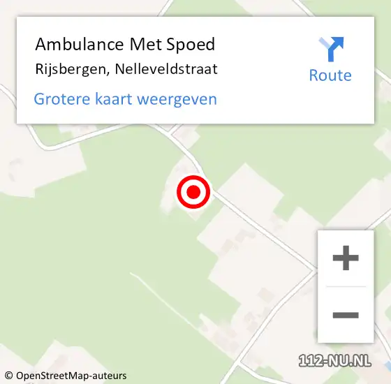 Locatie op kaart van de 112 melding: Ambulance Met Spoed Naar Rijsbergen, Nelleveldstraat op 18 februari 2017 13:39