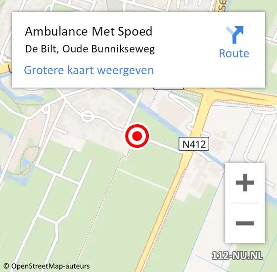 Locatie op kaart van de 112 melding: Ambulance Met Spoed Naar De Bilt, Oude Bunnikseweg op 18 februari 2017 13:40