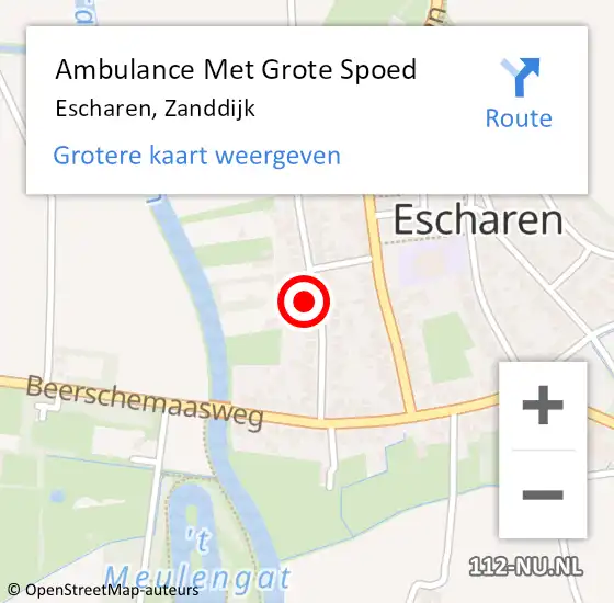 Locatie op kaart van de 112 melding: Ambulance Met Grote Spoed Naar Escharen, Zanddijk op 18 februari 2017 13:45