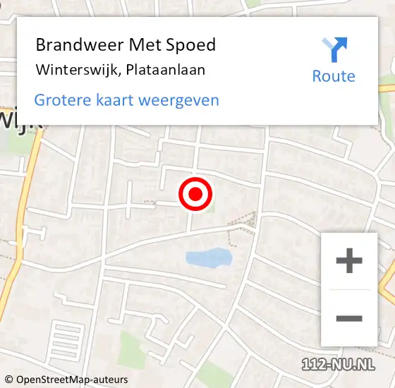 Locatie op kaart van de 112 melding: Brandweer Met Spoed Naar Winterswijk, Plataanlaan op 18 februari 2017 13:48