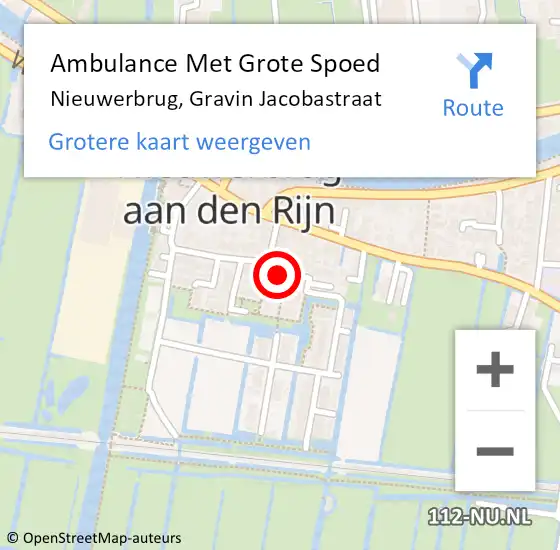 Locatie op kaart van de 112 melding: Ambulance Met Grote Spoed Naar Nieuwerbrug, Gravin Jacobastraat op 18 februari 2017 13:56