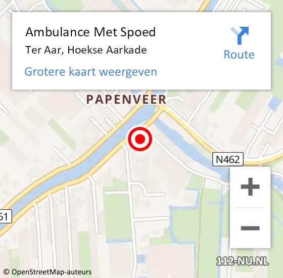 Locatie op kaart van de 112 melding: Ambulance Met Spoed Naar Ter Aar, Hoekse Aarkade op 18 februari 2017 14:51