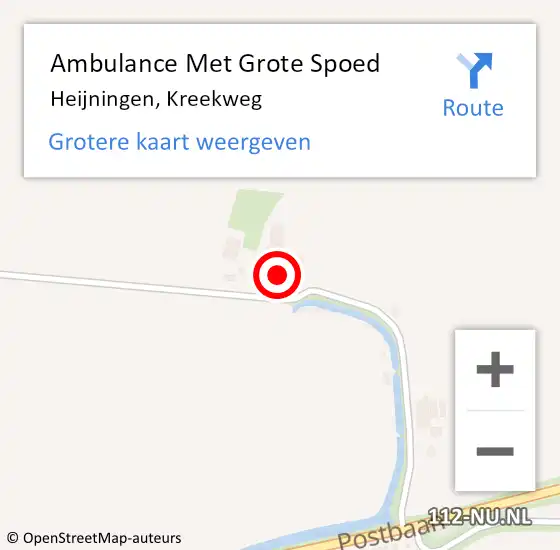 Locatie op kaart van de 112 melding: Ambulance Met Grote Spoed Naar Heijningen, Kreekweg op 18 februari 2017 15:03