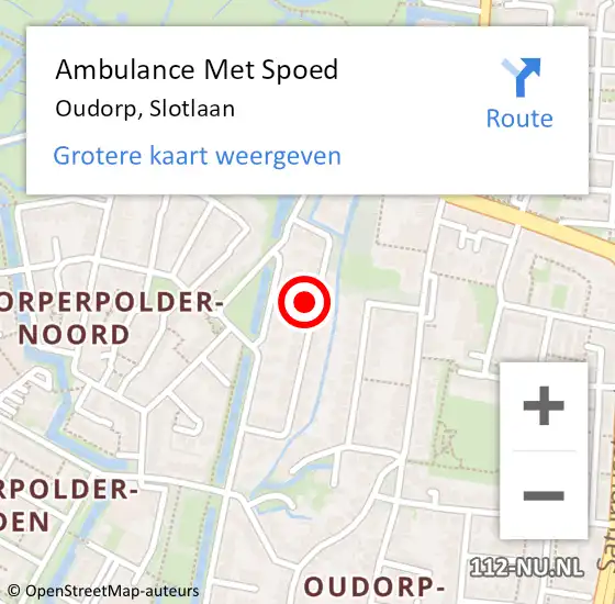 Locatie op kaart van de 112 melding: Ambulance Met Spoed Naar Oudorp, Slotlaan op 19 september 2013 02:59