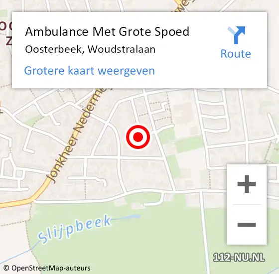 Locatie op kaart van de 112 melding: Ambulance Met Grote Spoed Naar Oosterbeek, Woudstralaan op 18 februari 2017 15:31