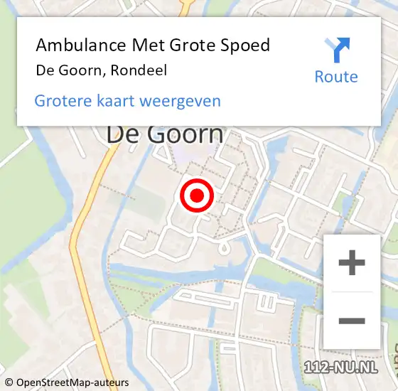 Locatie op kaart van de 112 melding: Ambulance Met Grote Spoed Naar De Goorn, Rondeel op 18 februari 2017 15:40