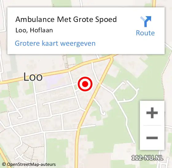 Locatie op kaart van de 112 melding: Ambulance Met Grote Spoed Naar Loo, Hoflaan op 18 februari 2017 16:02