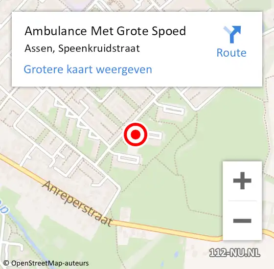 Locatie op kaart van de 112 melding: Ambulance Met Grote Spoed Naar Assen, Speenkruidstraat op 18 februari 2017 16:23