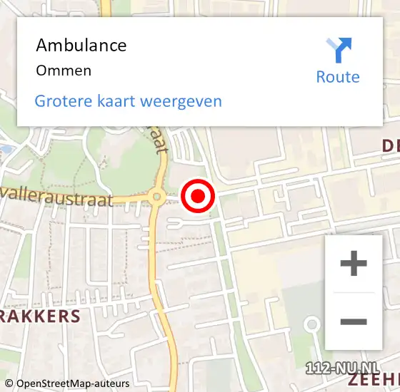 Locatie op kaart van de 112 melding: Ambulance Ommen op 18 februari 2017 16:28