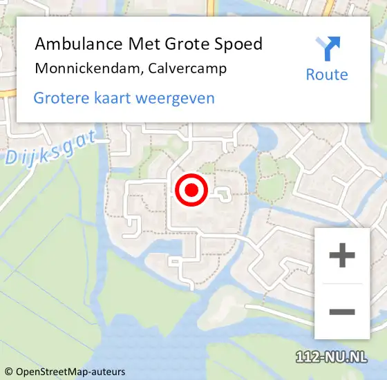 Locatie op kaart van de 112 melding: Ambulance Met Grote Spoed Naar Monnickendam, Calvercamp op 18 februari 2017 16:42