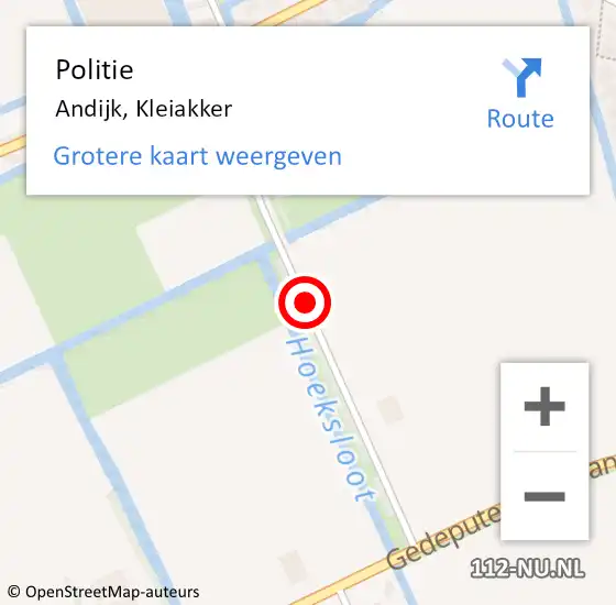 Locatie op kaart van de 112 melding: Politie Andijk, Kleiakker op 18 februari 2017 17:08