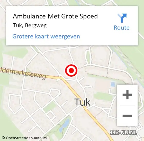 Locatie op kaart van de 112 melding: Ambulance Met Grote Spoed Naar Tuk, Bergweg op 18 februari 2017 17:12