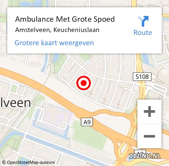 Locatie op kaart van de 112 melding: Ambulance Met Grote Spoed Naar Amstelveen, Keucheniuslaan op 18 februari 2017 17:29