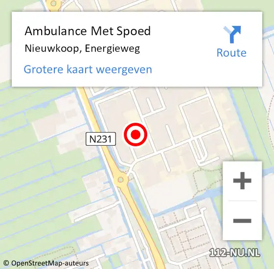 Locatie op kaart van de 112 melding: Ambulance Met Spoed Naar Nieuwkoop, Energieweg op 18 februari 2017 17:45