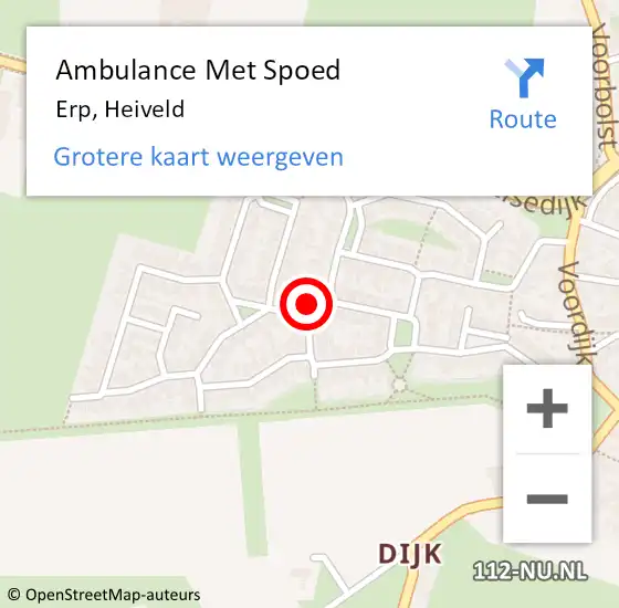 Locatie op kaart van de 112 melding: Ambulance Met Spoed Naar Erp, Heiveld op 18 februari 2017 18:14