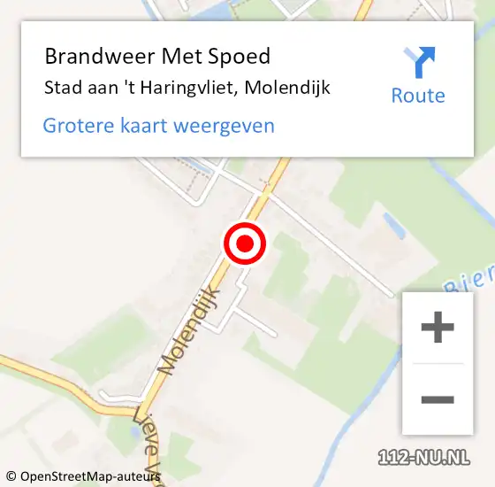 Locatie op kaart van de 112 melding: Brandweer Met Spoed Naar Stad aan 't Haringvliet, Molendijk op 18 februari 2017 19:09