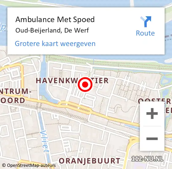 Locatie op kaart van de 112 melding: Ambulance Met Spoed Naar Oud-Beijerland, De Werf op 18 februari 2017 19:15