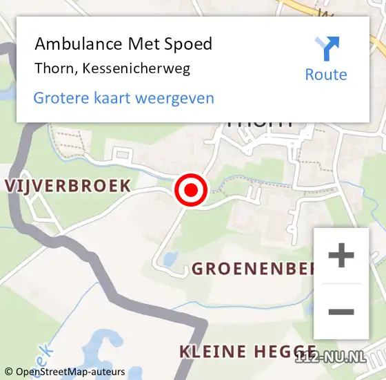 Locatie op kaart van de 112 melding: Ambulance Met Spoed Naar Thorn, Kessenicherweg op 11 januari 2014 14:00