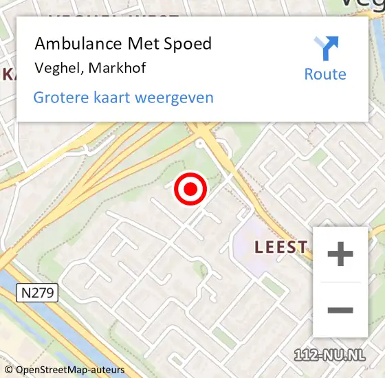 Locatie op kaart van de 112 melding: Ambulance Met Spoed Naar Veghel, Markhof op 18 februari 2017 19:39