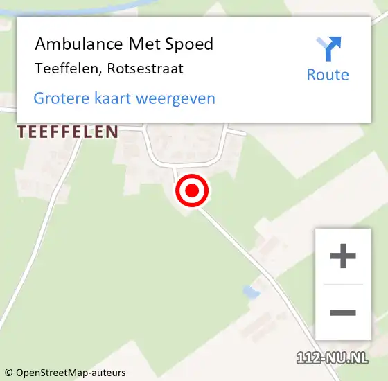 Locatie op kaart van de 112 melding: Ambulance Met Spoed Naar Teeffelen, Rotsestraat op 11 januari 2014 14:06