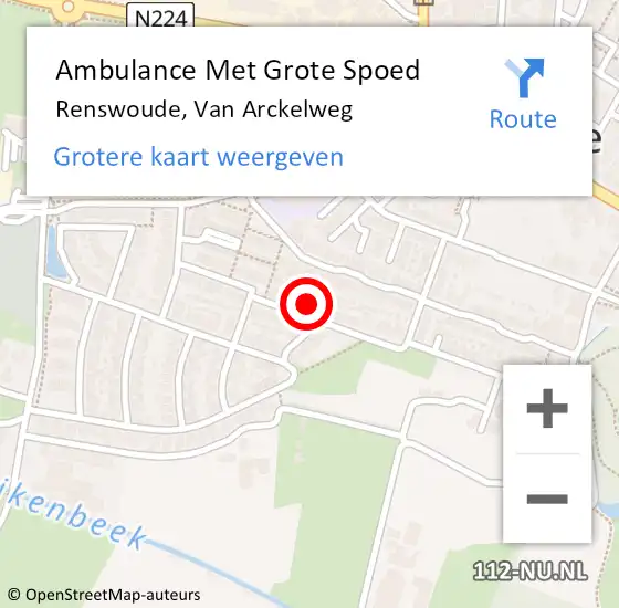 Locatie op kaart van de 112 melding: Ambulance Met Grote Spoed Naar Renswoude, Van Arckelweg op 18 februari 2017 21:47