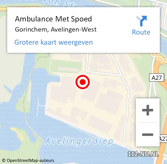 Locatie op kaart van de 112 melding: Ambulance Met Spoed Naar Gorinchem, Avelingen-West op 18 februari 2017 22:22