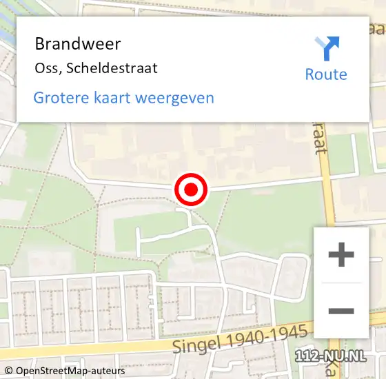 Locatie op kaart van de 112 melding: Brandweer Oss, Scheldestraat op 18 februari 2017 22:38